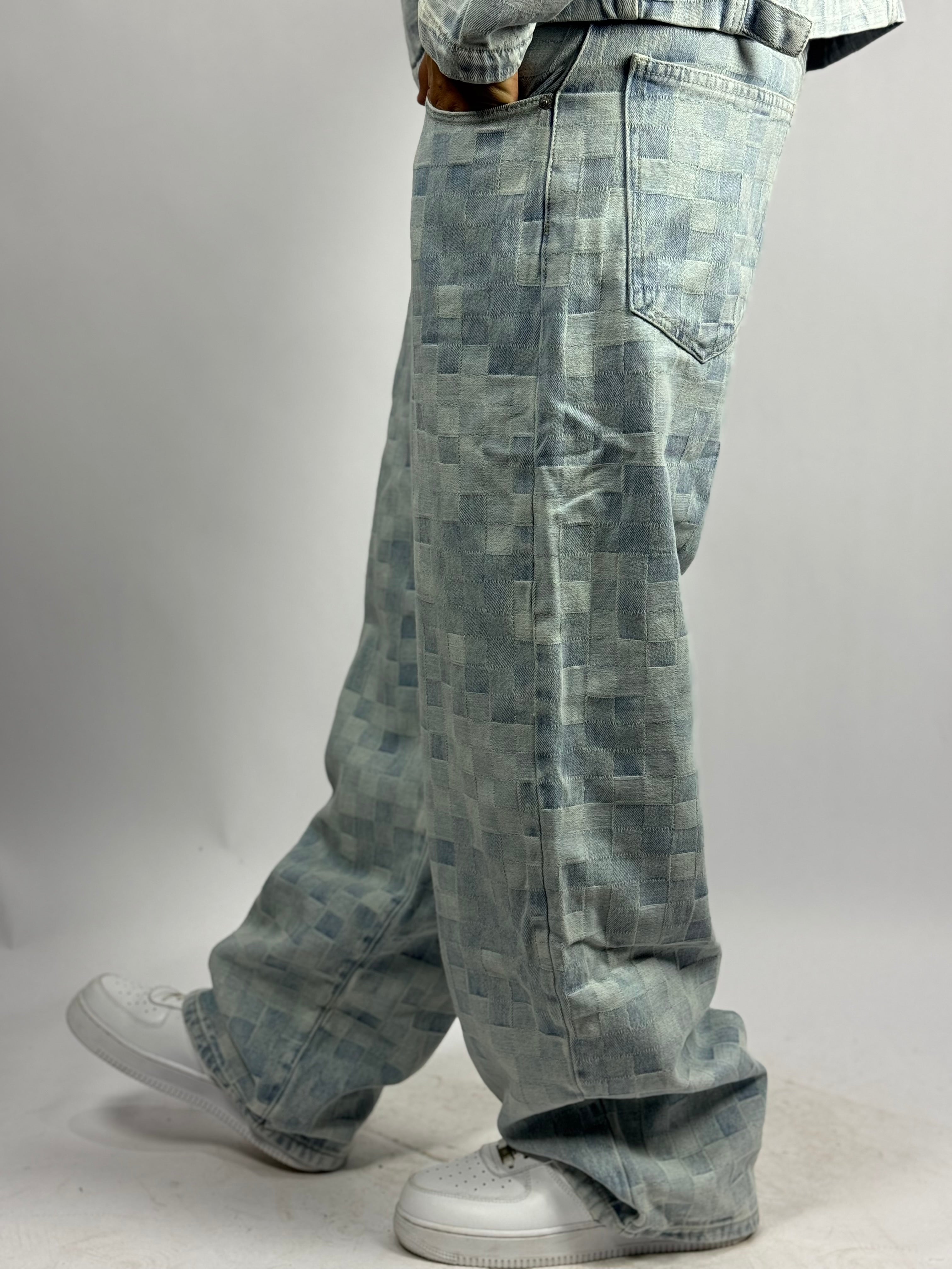 Ensemble Jeans Pixel Ice Blue – Veste Zippée & Pantalon Loose